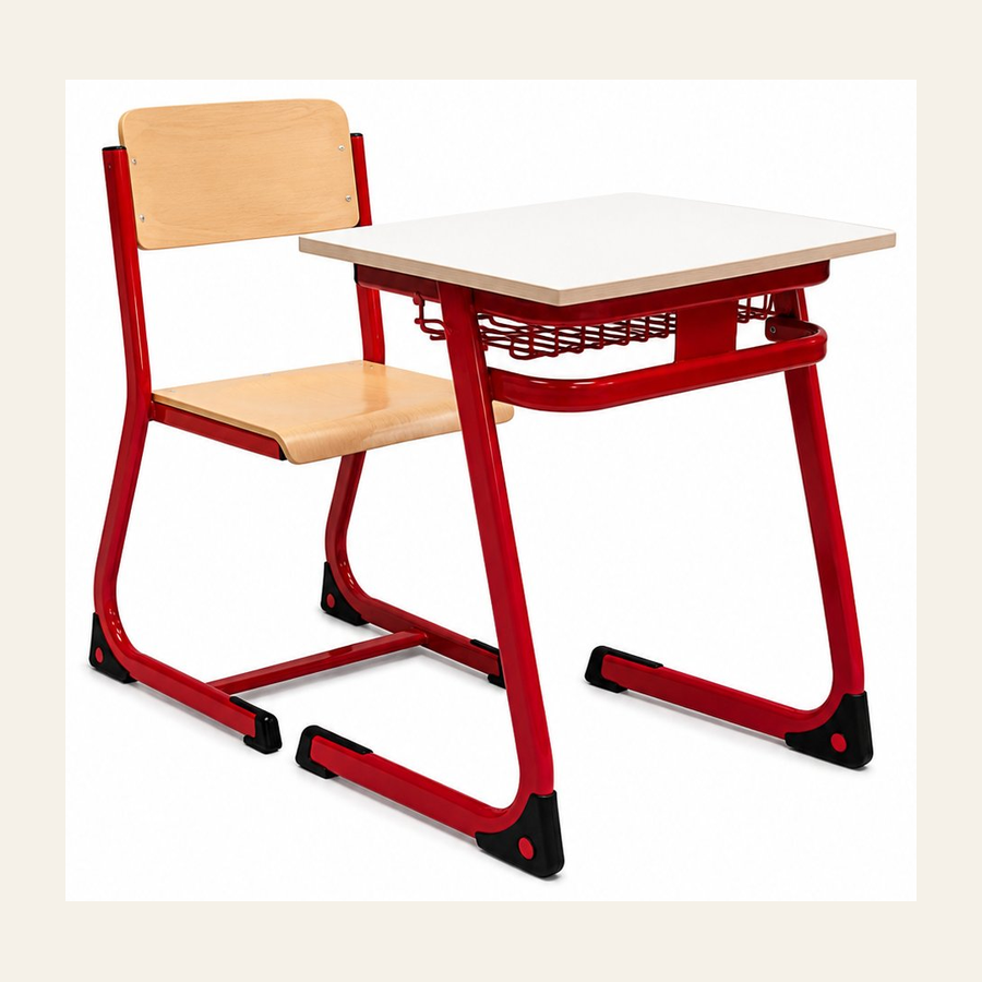 HZ-CD-101 — set view: desk with matching wood-shell chair